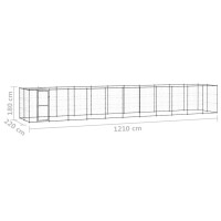 Produktbild för Hundgård för utomhusbruk med tak stål 26,62 m²