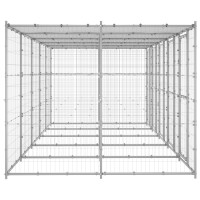 Produktbild för Hundgård för utomhusbruk galvaniserat stål med tak 12,1 m²