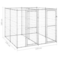 Produktbild för Hundgård för utomhusbruk galvaniserat stål 4,84 m²