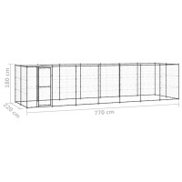 Produktbild för Hundgård för utomhusbruk med tak stål 16,94 m²
