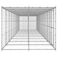 Produktbild för Hundgård för utomhusbruk galvaniserat stål med tak 26,62 m²