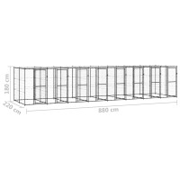 Produktbild för Hundgård för utomhusbruk med tak 19,36 m²