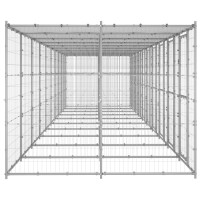 Produktbild för Hundgård för utomhusbruk galvaniserat stål med tak 24,2 m²