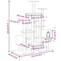 Produktbild för Klösträd med sisalpelare mörkgrå 145 cm