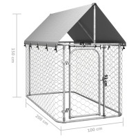 Produktbild för Hundgård med tak för utomhusbruk 200x100x150 cm