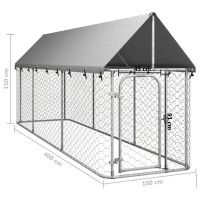 Produktbild för Hundgård med tak för utomhusbruk 400x100x150 cm