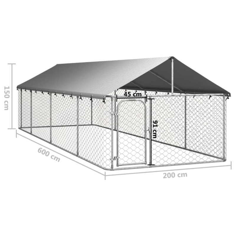 Produktbild för Hundgård med tak för utomhusbruk 600x200x150 cm