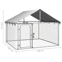 Miniatyr av produktbild för Hundgård med tak för utomhusbruk 200x200x150 cm