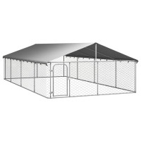 Produktbild för Hundgård för utomhusbruk med tak 600x300x150 cm