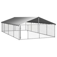 Produktbild för Hundgård för utomhusbruk med tak 600x300x150 cm