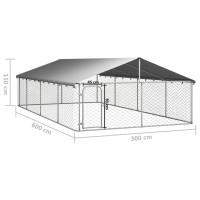 Produktbild för Hundgård för utomhusbruk med tak 600x300x150 cm