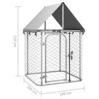 Miniatyr av produktbild för Hundgård med tak för utomhusbruk 100x100x150 cm