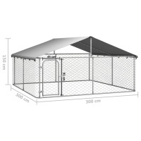 Produktbild för Hundgård för utomhusbruk med tak 300x300x150 cm