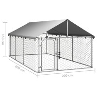 Miniatyr av produktbild för Hundgård med tak för utomhusbruk 400x200x150 cm