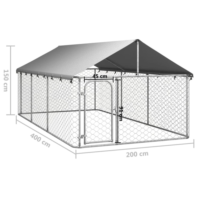 Produktbild för Hundgård med tak för utomhusbruk 400x200x150 cm