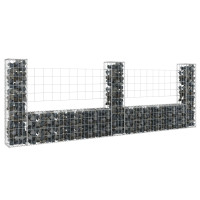 Miniatyr av produktbild för U-formad gabionkorg med 3 stolpar järn 260x20x100 cm