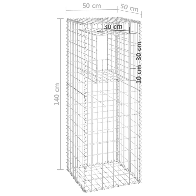 Produktbild för Gabionkorg stolpform 50x50x140 cm järn