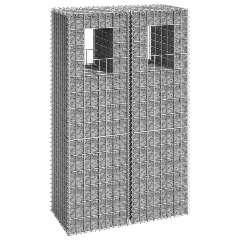 Produktbild för Gabionkorgar 2 st stolpformade 40x40x140 cm järn