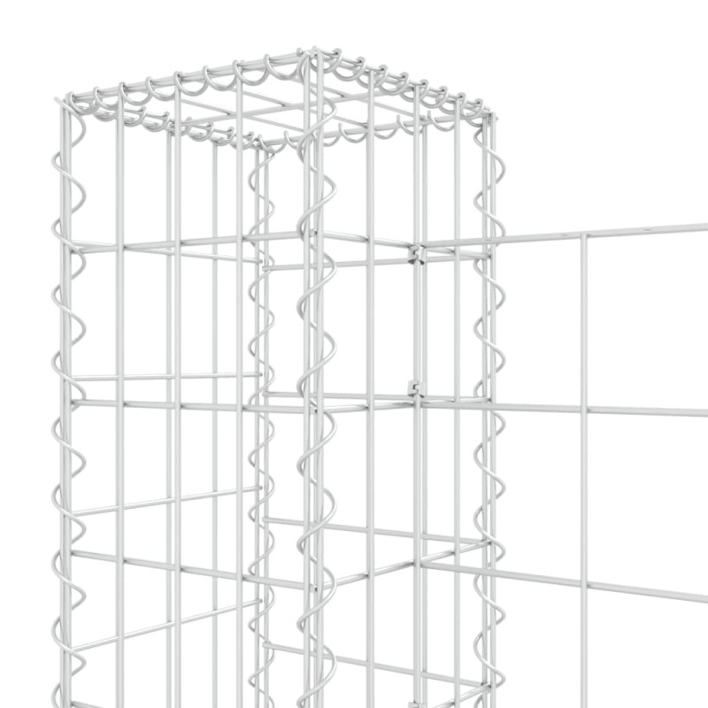 Produktbild för U-formad Gabionkorg med 2 stolpar järn 140x20x100 cm