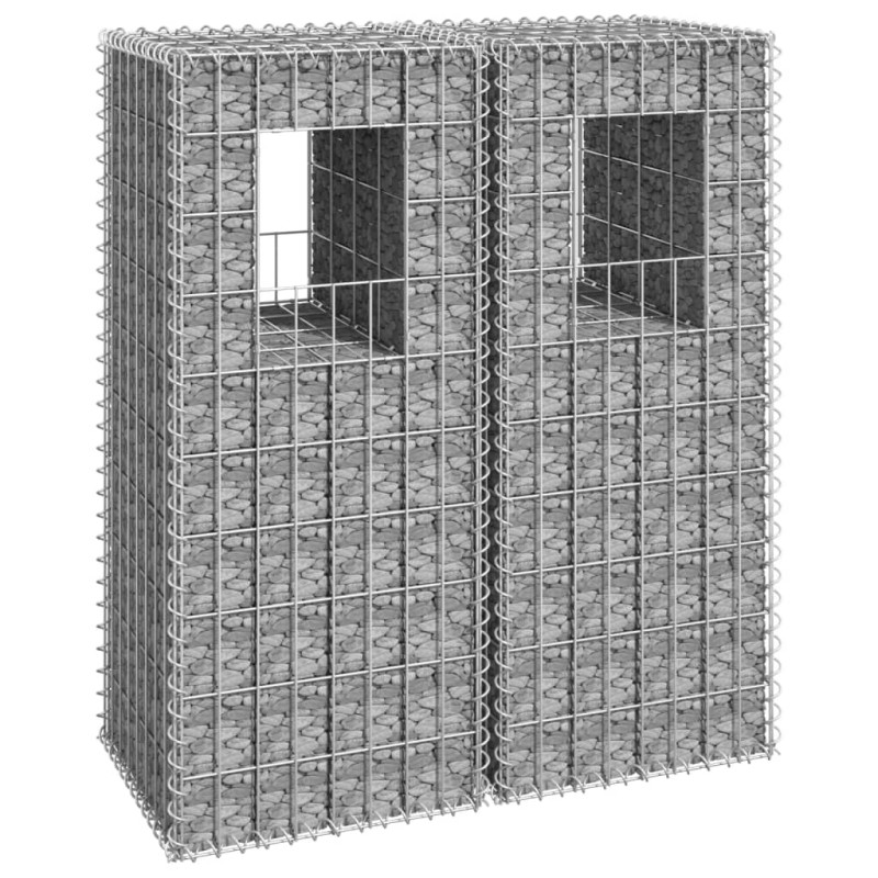Produktbild för Gabionkorgar 2 st stolpformade 40x40x100 cm järn