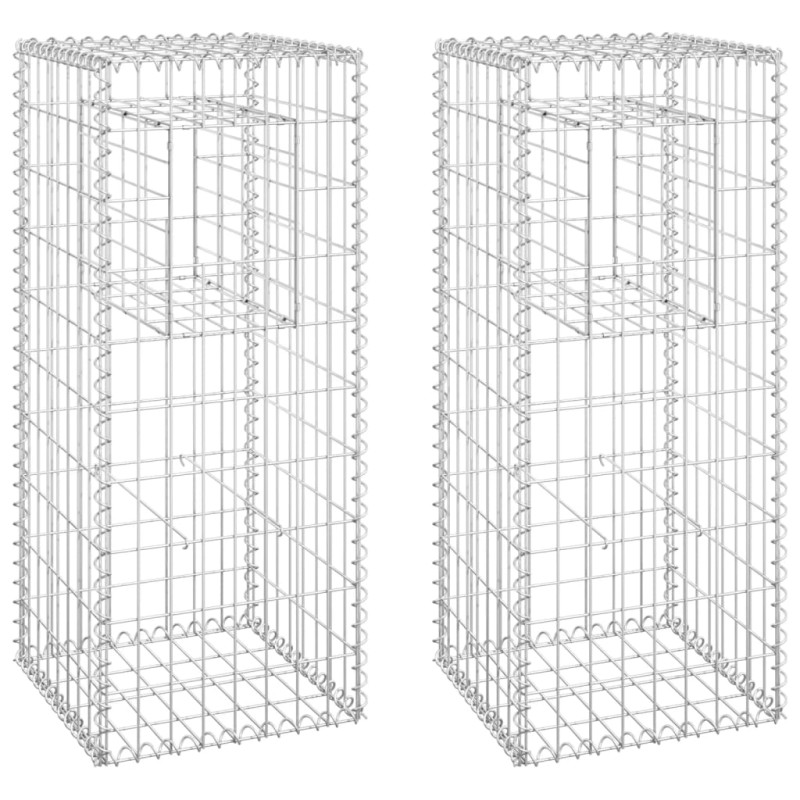 Produktbild för Gabionkorgar 2 st stolpformade 40x40x100 cm järn
