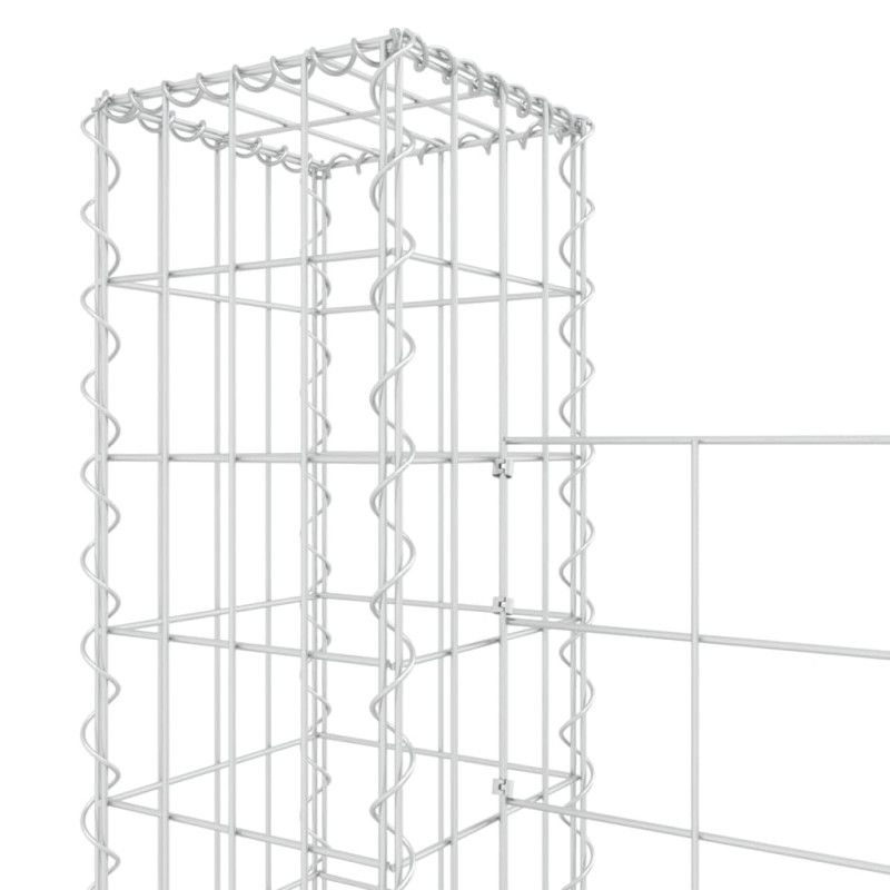 Produktbild för U-formad Gabionkorg med 7 stolpar järn 740x20x150 cm