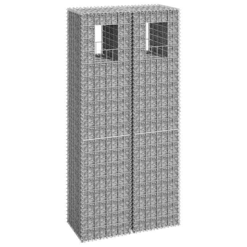 Produktbild för Gabionkorgar 2 st stolpformade 40x40x180 cm järn