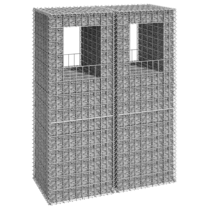 Produktbild för Gabionkorgar 2 st stolpformade 50x50x140 cm järn