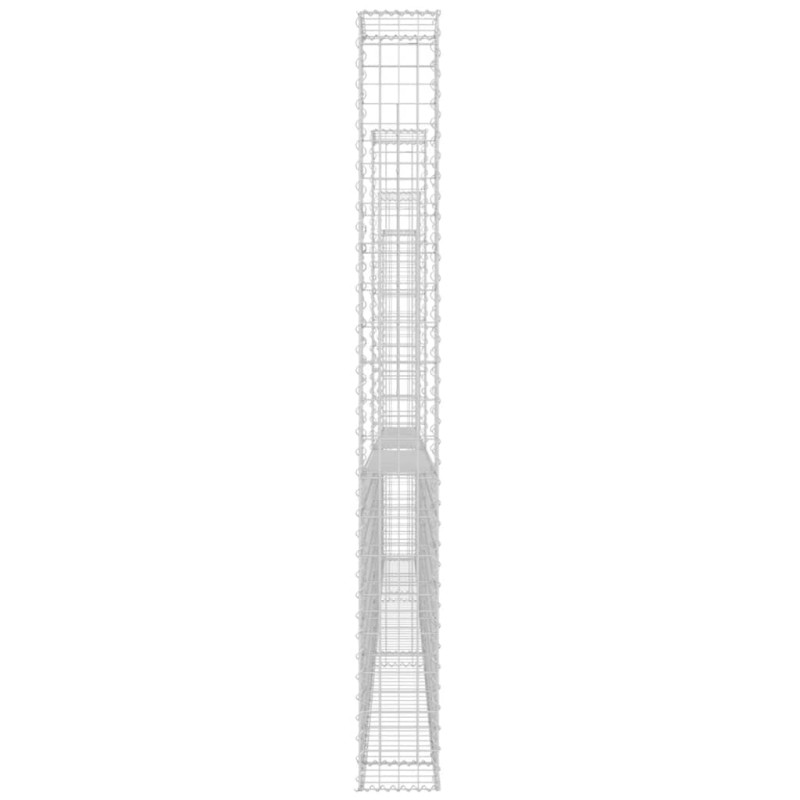 Produktbild för U-formad gabionkorg med 4 stolpar järn 380x20x200 cm