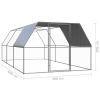 Produktbild för Hönsbur för utomhusbruk 3x6x2 m galvaniserat stål