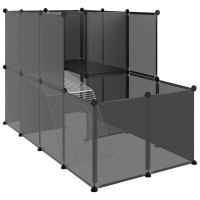 Produktbild för Smådjursbur svart 142x74x93 cm PP och stål
