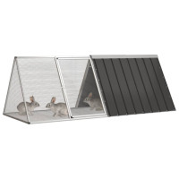Produktbild för Kaninbur antracit 201,5x80,5x71 cm galvaniserat stål
