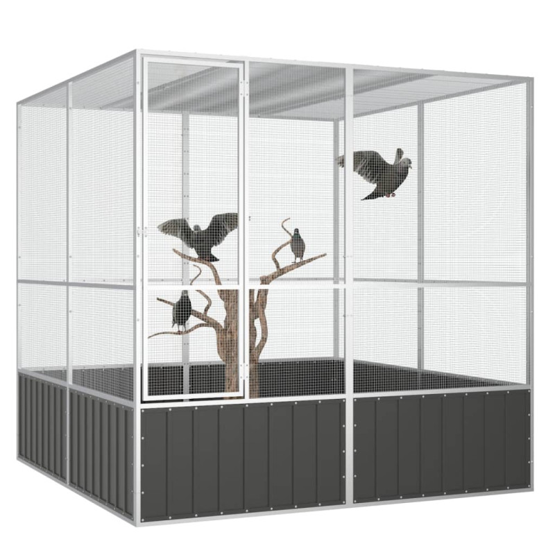 Produktbild för Fågelbur antracit 213,5x217,5x211,5 cm galvaniserat stål