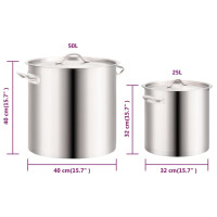 Miniatyr av produktbild för Grytor 2 delar 50/25 L rostfritt stål