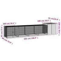 Produktbild för Hönsbur grå 500x91x100 cm galvaniserat stål