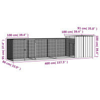 Produktbild för Hönsbur grå 400x91x100 cm galvaniserat stål