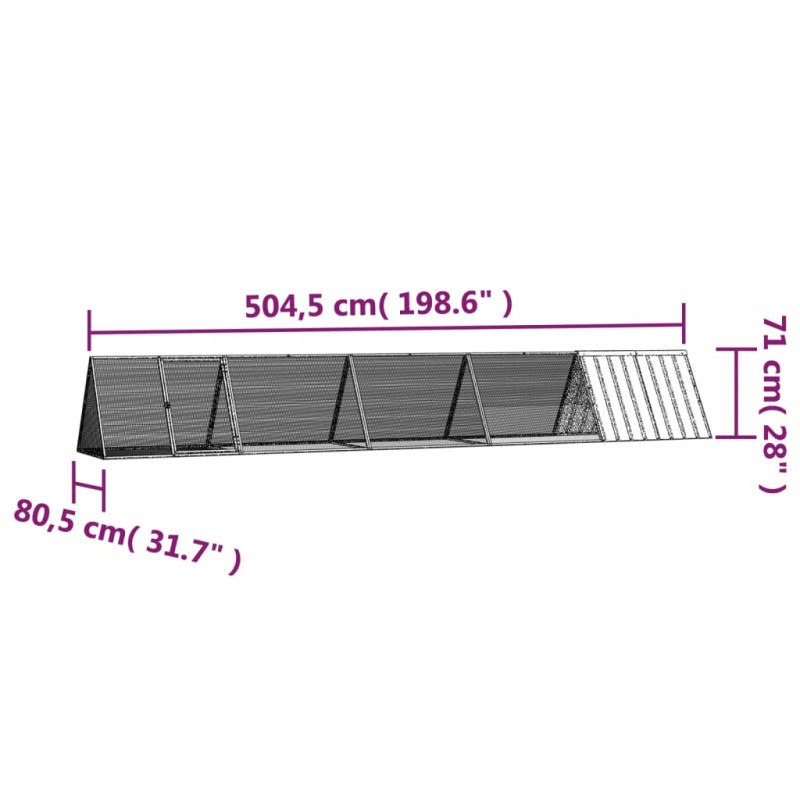 Produktbild för Kaninbur antracit 504,5x80,5x71 cm galvaniserat stål