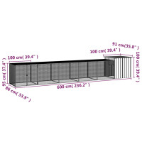 Produktbild för Hönsbur grå 600x91x100 cm galvaniserat stål