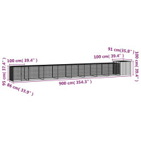 Produktbild för Hönsbur grå 900x91x100 cm galvaniserat stål