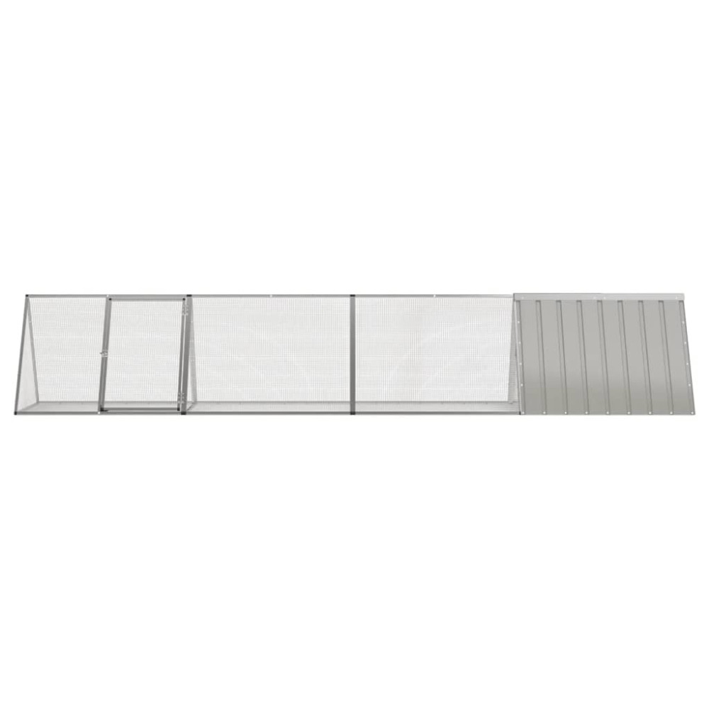 Produktbild för Kaninbur grå 403,5x80,5x71 cm galvaniserat stål