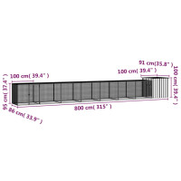 Produktbild för Hönsbur grå 800x91x100 cm galvaniserat stål