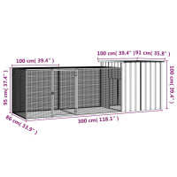 Produktbild för Hönsbur grå 300x91x100 cm galvaniserat stål