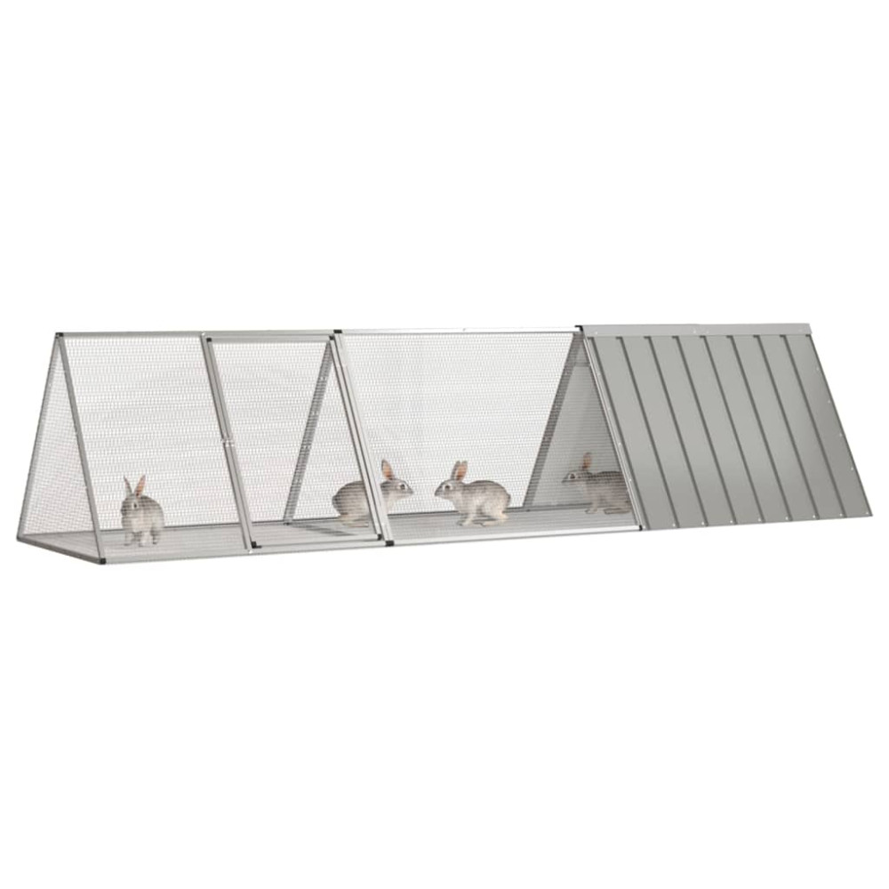 Produktbild för Kaninbur grå 302,5x80,5x71 cm galvaniserat stål