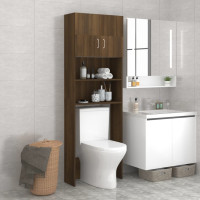 Produktbild för Tvättmaskinsskåp brun ek 64x25,5x190 cm
