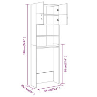 Produktbild för Tvättmaskinsskåp rökfärgad ek 64x25,5x190 cm