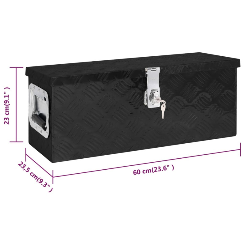 Produktbild för Förvaringslåda svart 60x23,5x23 cm aluminium