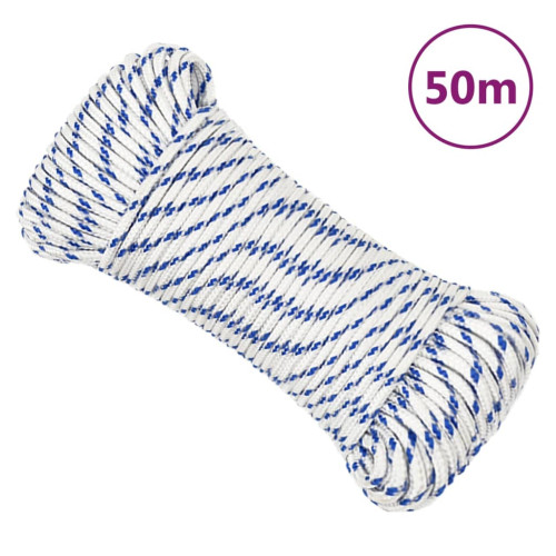 vidaXL Båtlina vit 4 mm 50 m polypropylen