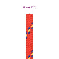 Produktbild för Båtlina röd 18 mm 25 m polypropen