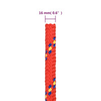 Produktbild för Båtlina röd 16 mm 25 m polypropen