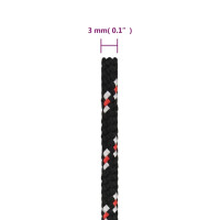 Produktbild för Båtlina svart 3 mm 100 m polypropen